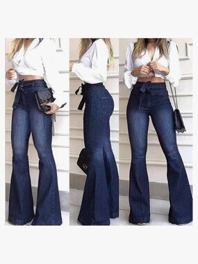 NWT KDF Fashion | High Waisted Flare Bell Bottom Jeans | Size 16